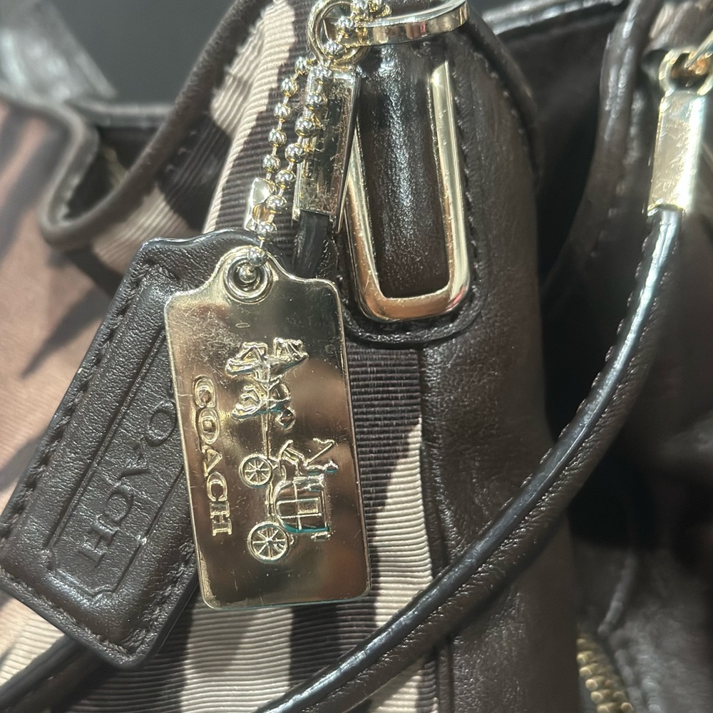 Coach Brown and Tan Hobo Bag with Zebra Print - Picture 7 of 14